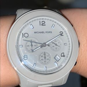 Large Face Michael Kors Ceramic Grey Watch